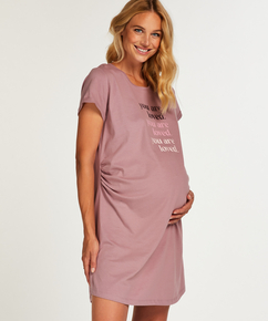 Zwangerschapsnachthemd met korte mouwen, Roze