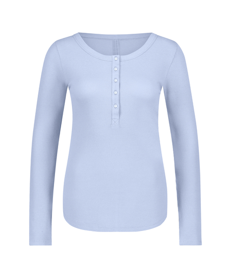 Pyjamatop lange mouwen, Blauw