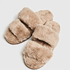 Pantoufles Fake Fur, Brun