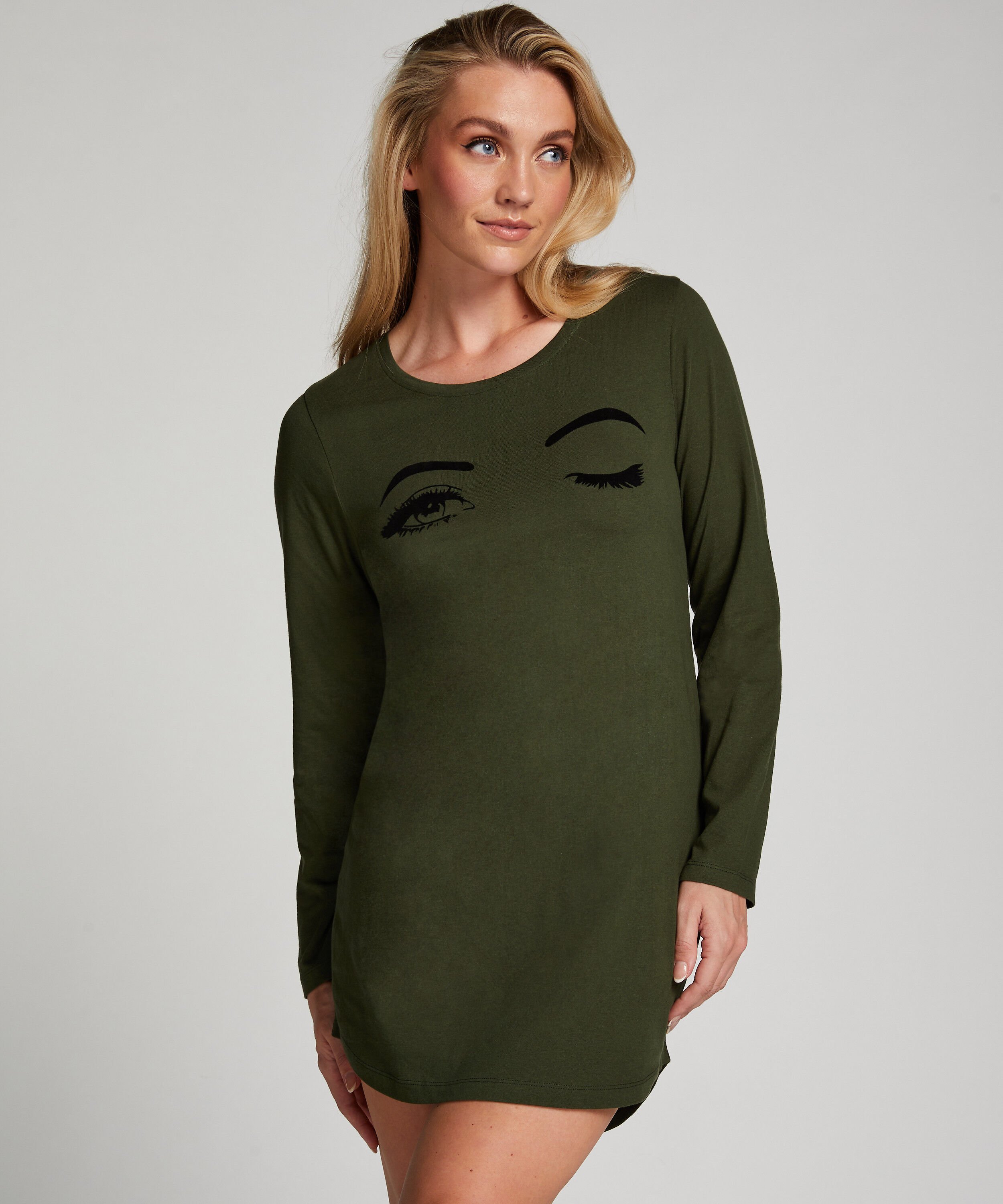 Chemise de nuit col rond, Vert