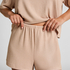 Short de pyjama en jersey bross&eacute;, Beige