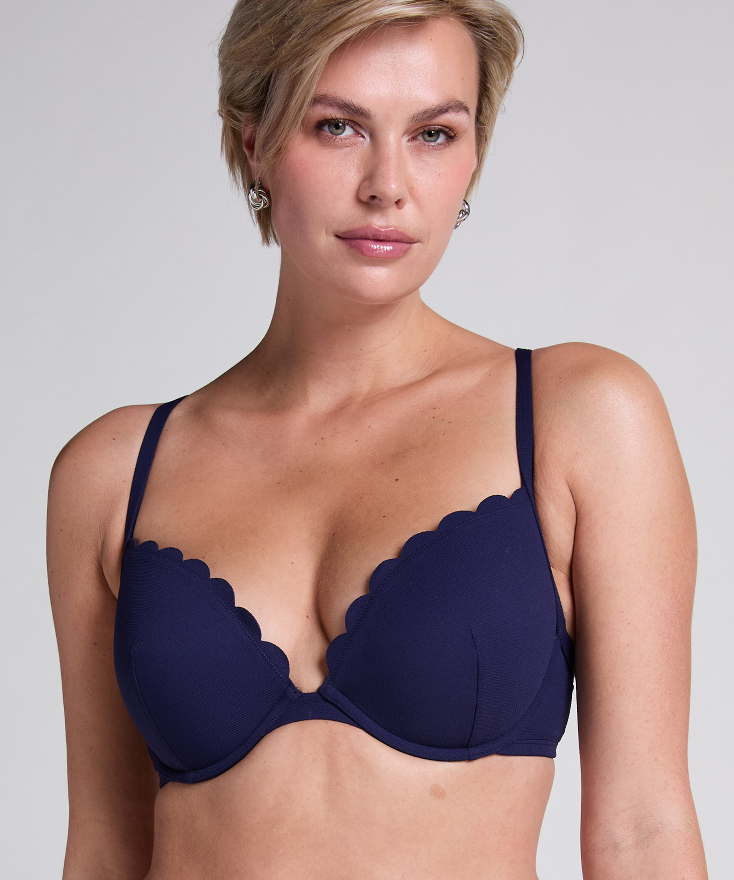 Voorgevormde beugel bikinitop Scallop, Blauw, main