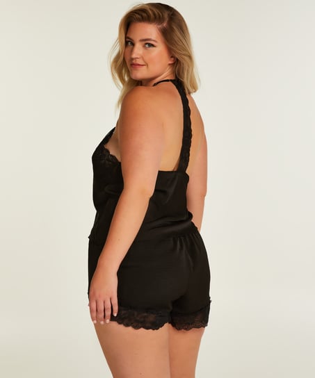 Cami top Satin, Noir