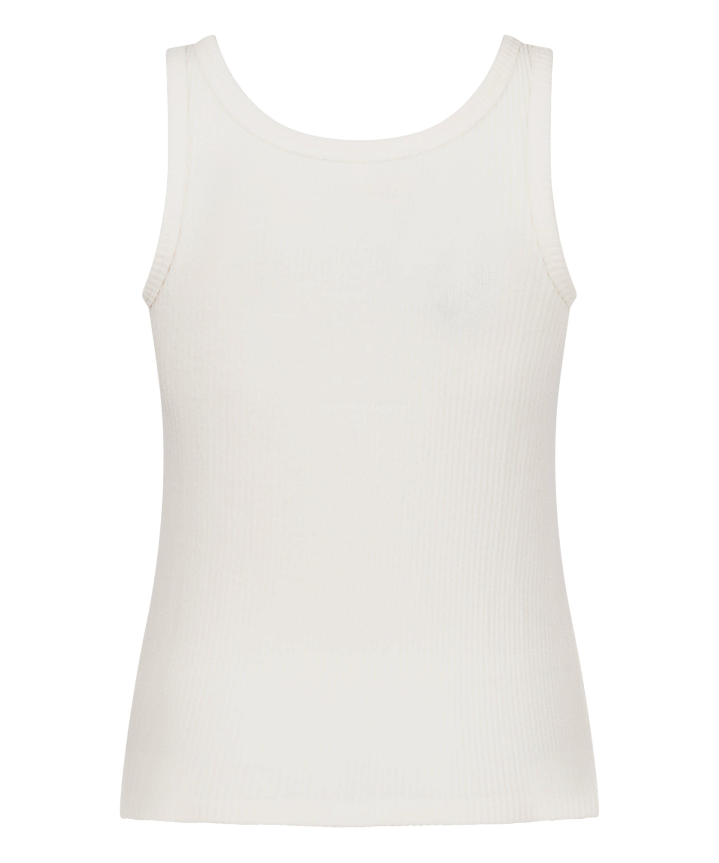 Geribde singlet van geborstelde jersey, Wit, main