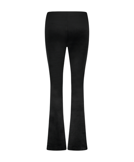 Flared Velours Legging, Zwart