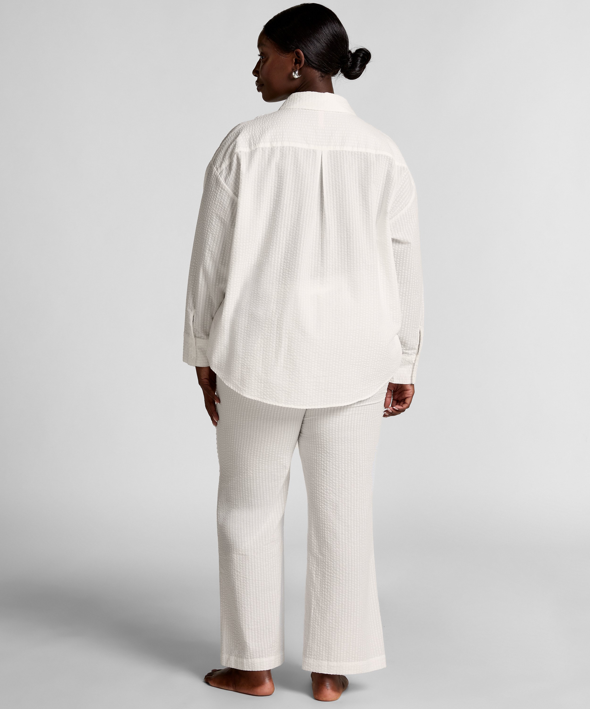 Top de pyjama Coton Seersucker, Blanc, main