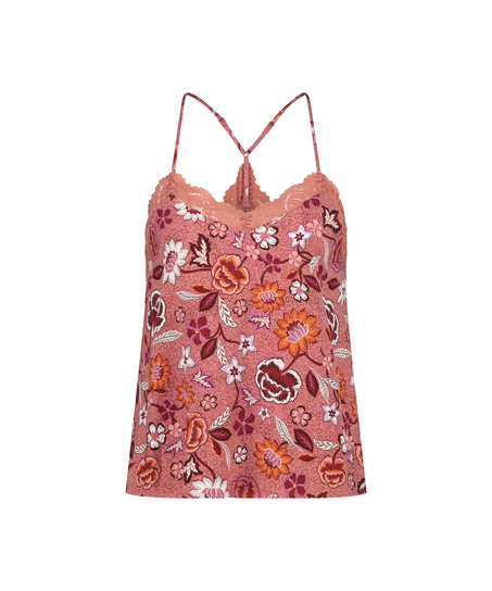 Top Cami en dentelle tiss&eacute;e, Rose