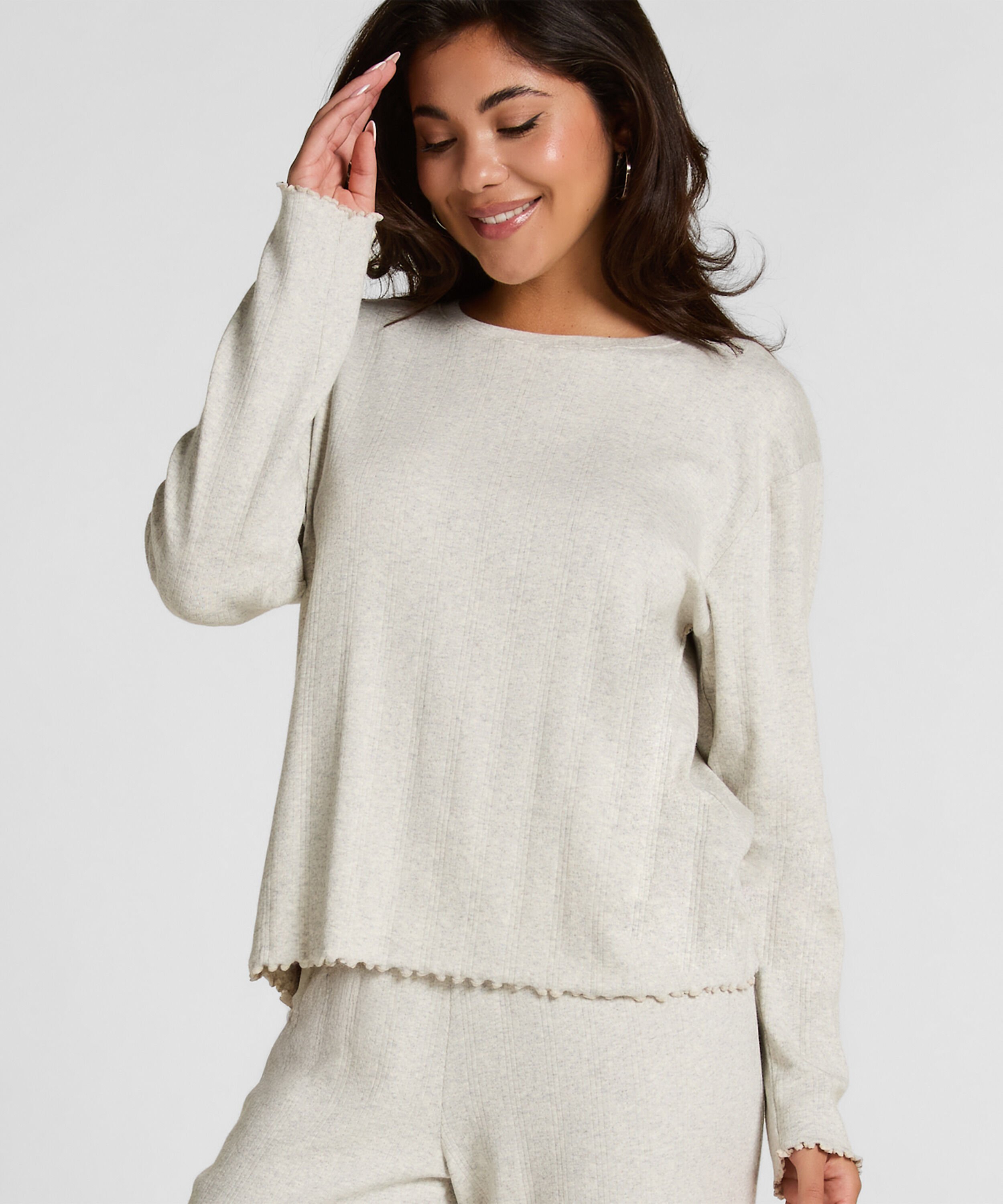 Pyjama Top Loose Pointelle, Grijs