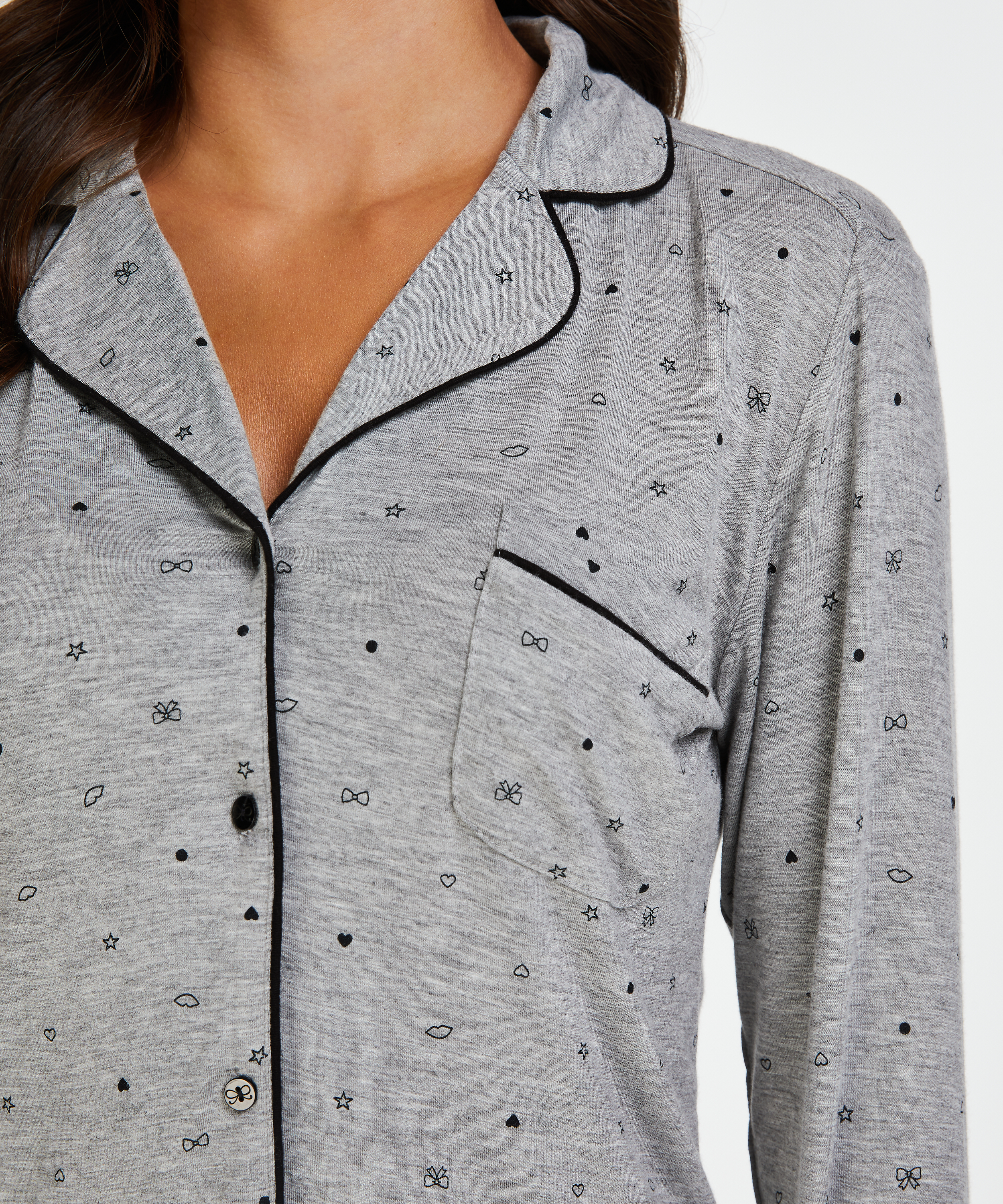 Lange pyjama set, Grijs, main