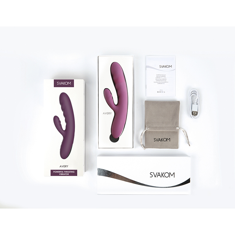 Svakom - Vibromasseur avec fonction de poussée puissante Avery, Pourpre, main