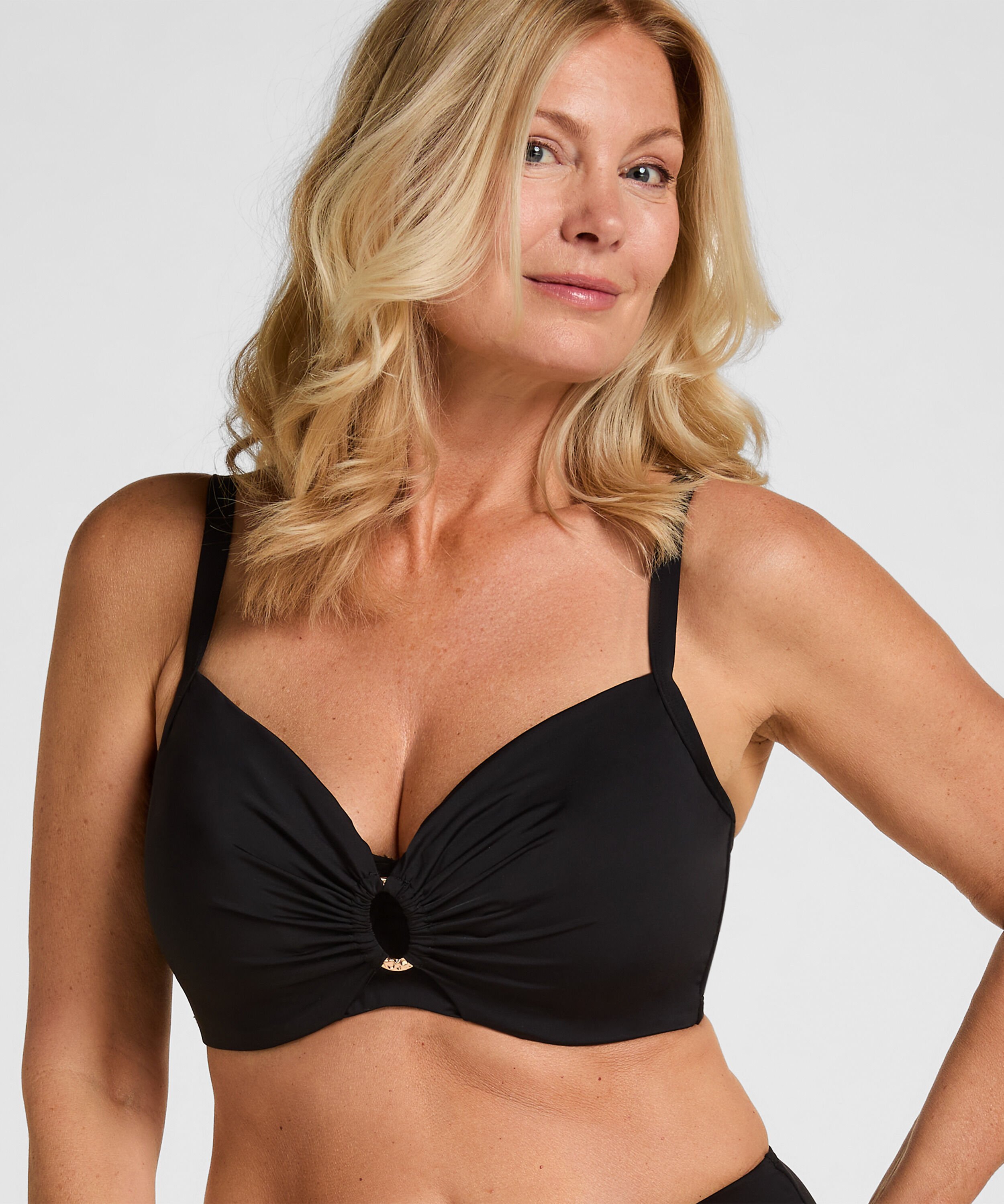 Niet-Voorgevormde Beugel Bikinitop Luxe, Zwart
