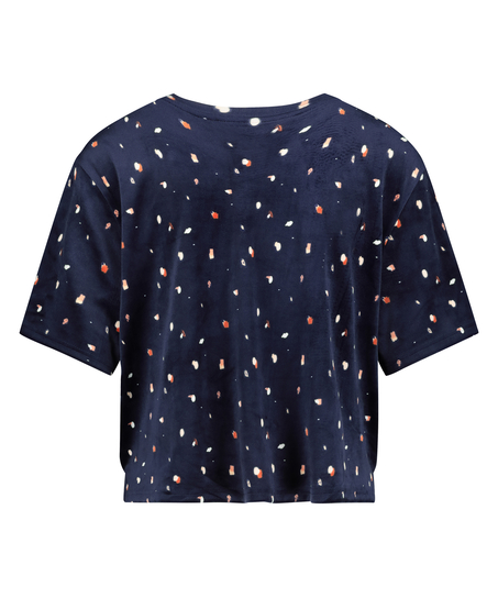 Top Velours Pocket, Bleu