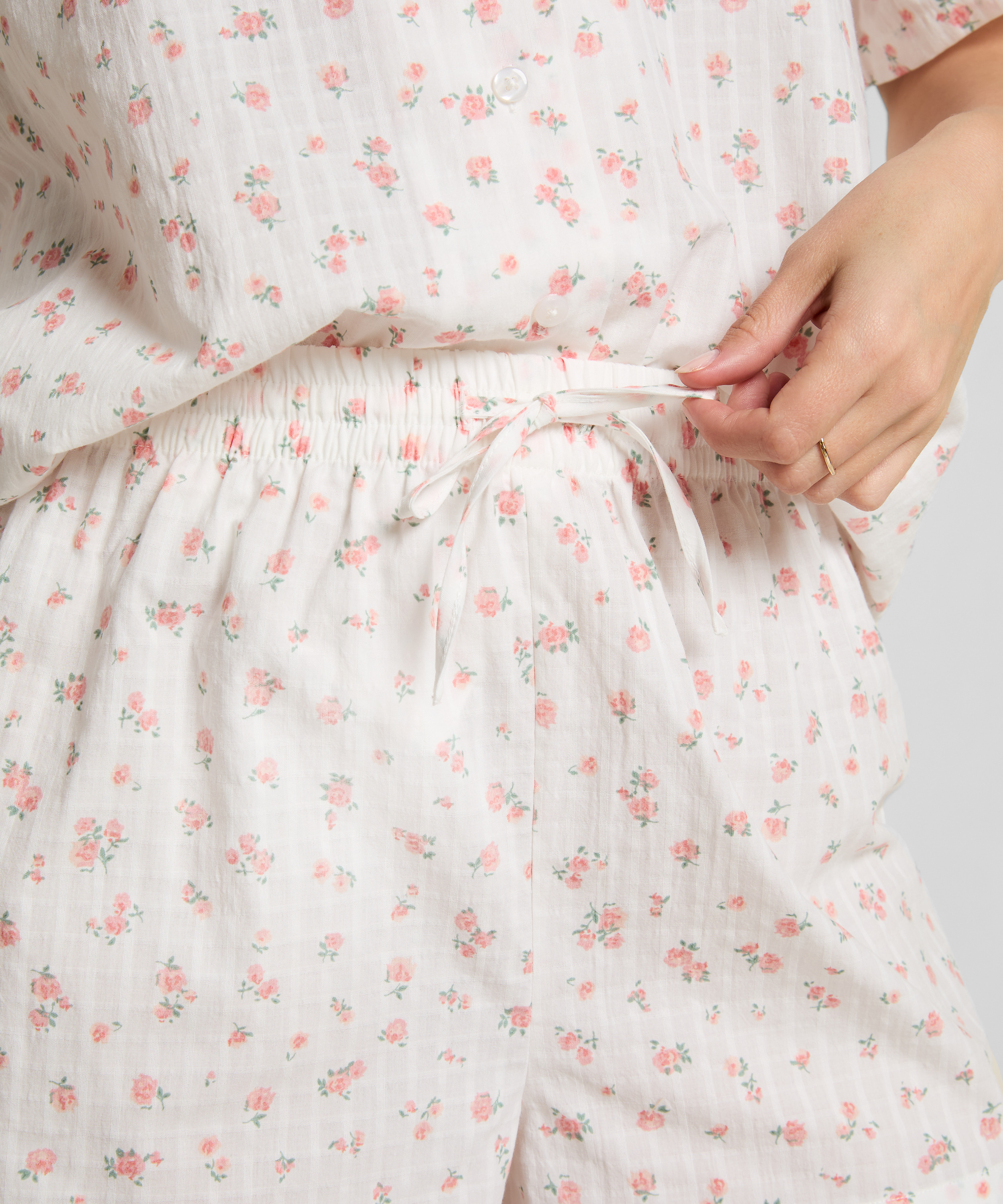 Geweven pyjamashort, Wit, main