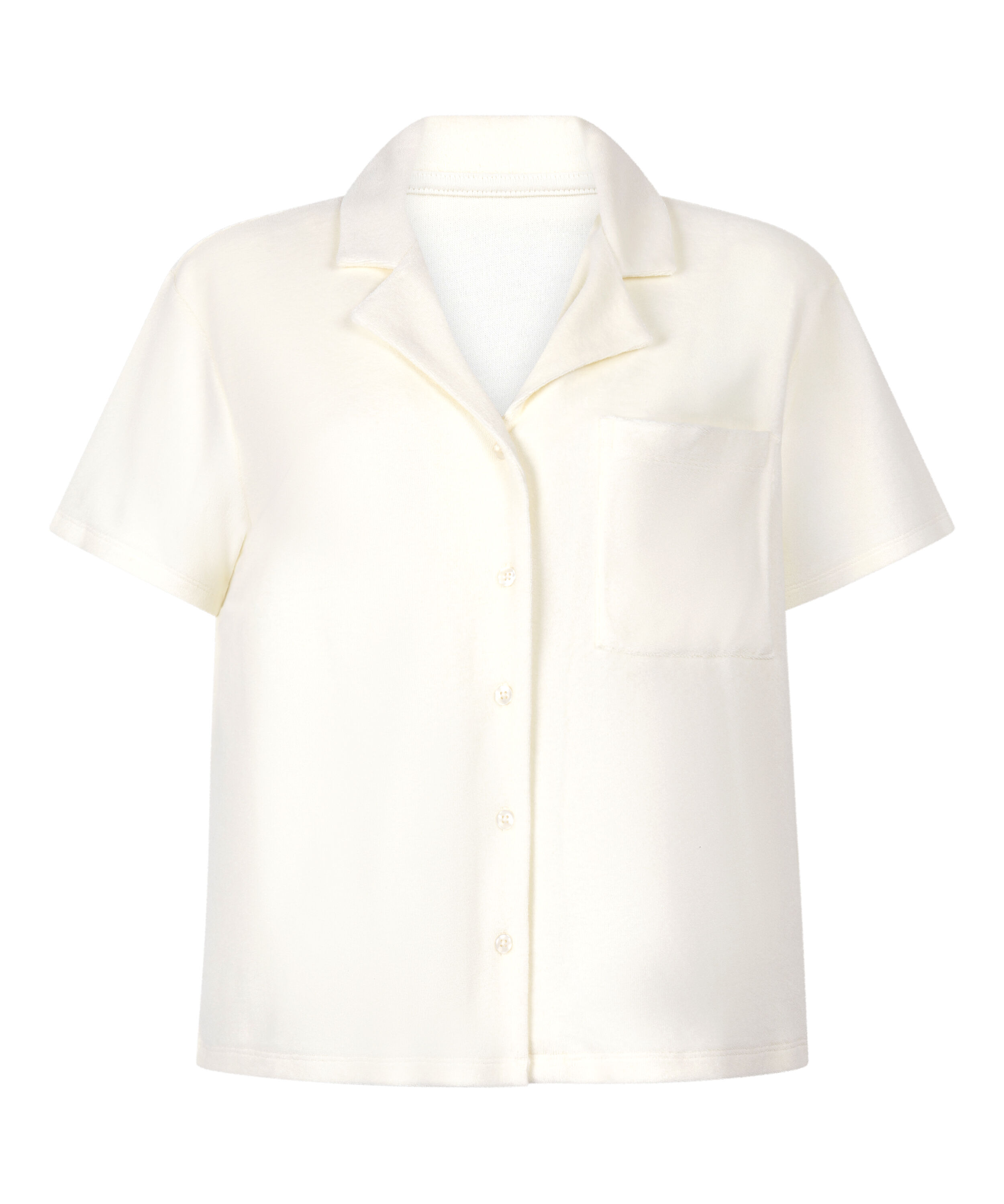 Chemise boutonn&eacute;e en tissu &eacute;ponge, Blanc