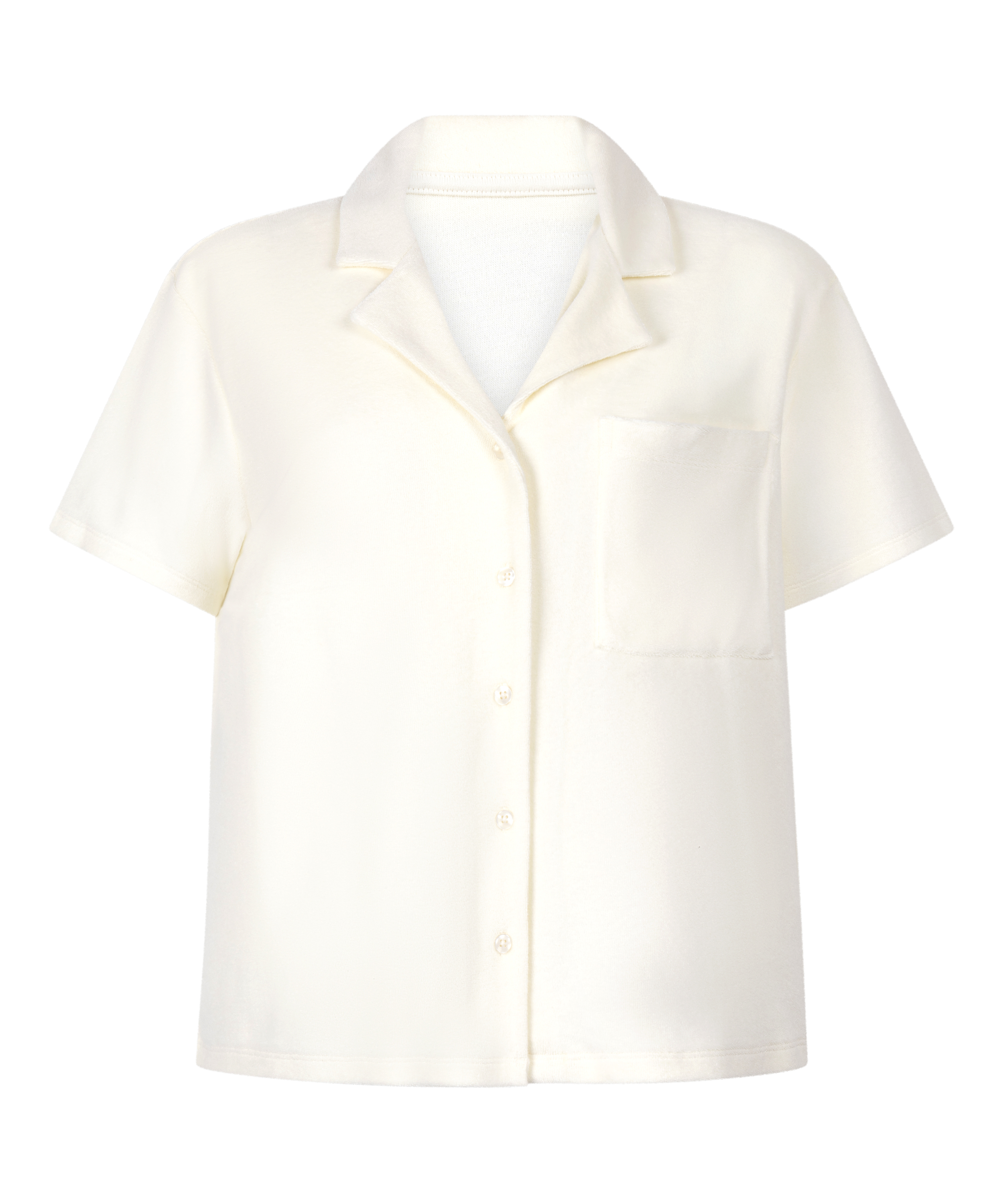 Chemise boutonn&eacute;e en tissu &eacute;ponge, Blanc, main