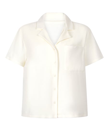 Chemise boutonn&eacute;e en tissu &eacute;ponge, Blanc