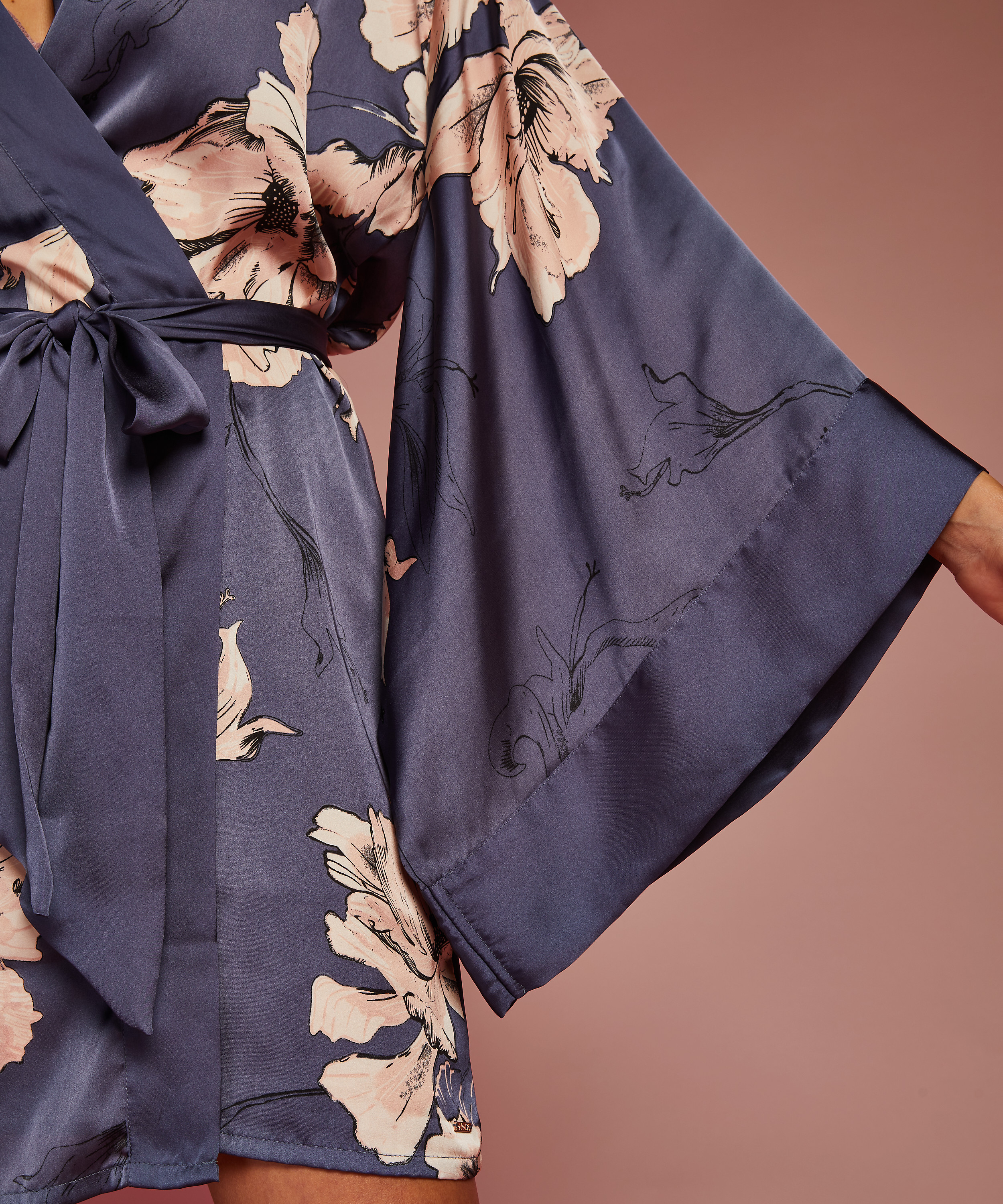 Kimono Satijn Bloom, Blauw, main