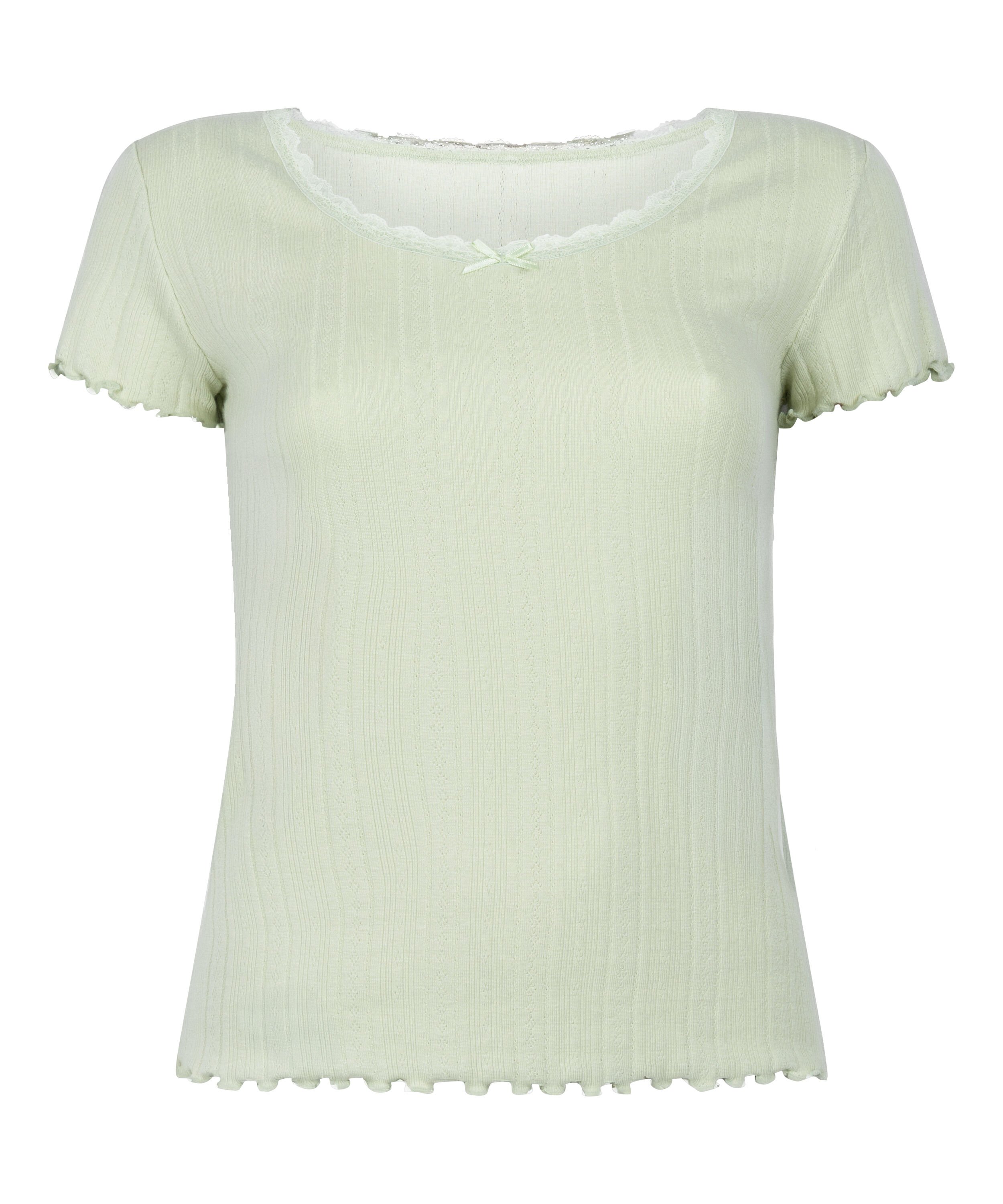 Pointelle top met kant, Groen