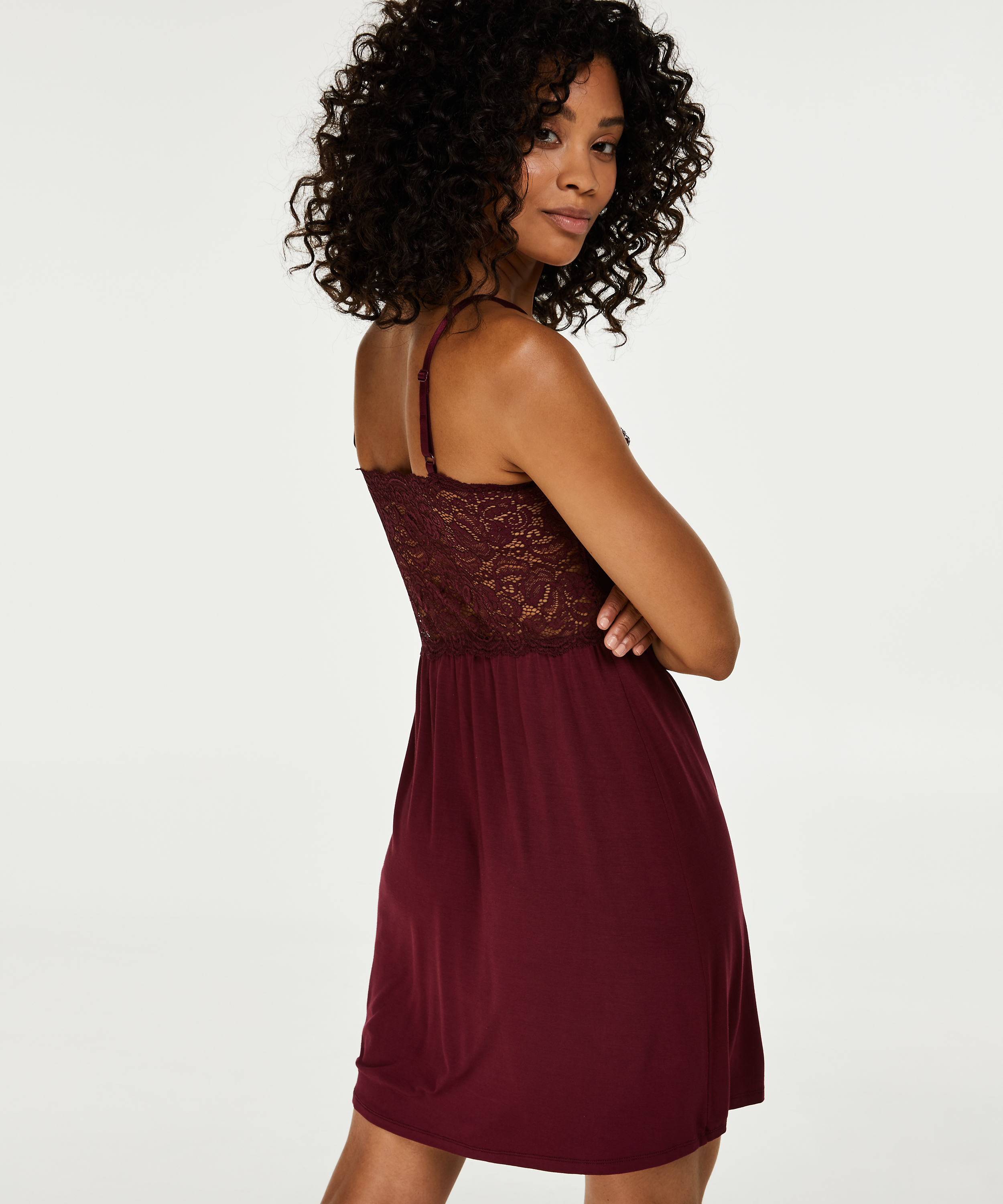 Slipdress Jersey lace, Rood, main