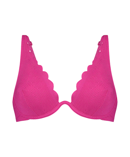 Haut de bikini Lurex Scallop, Rose