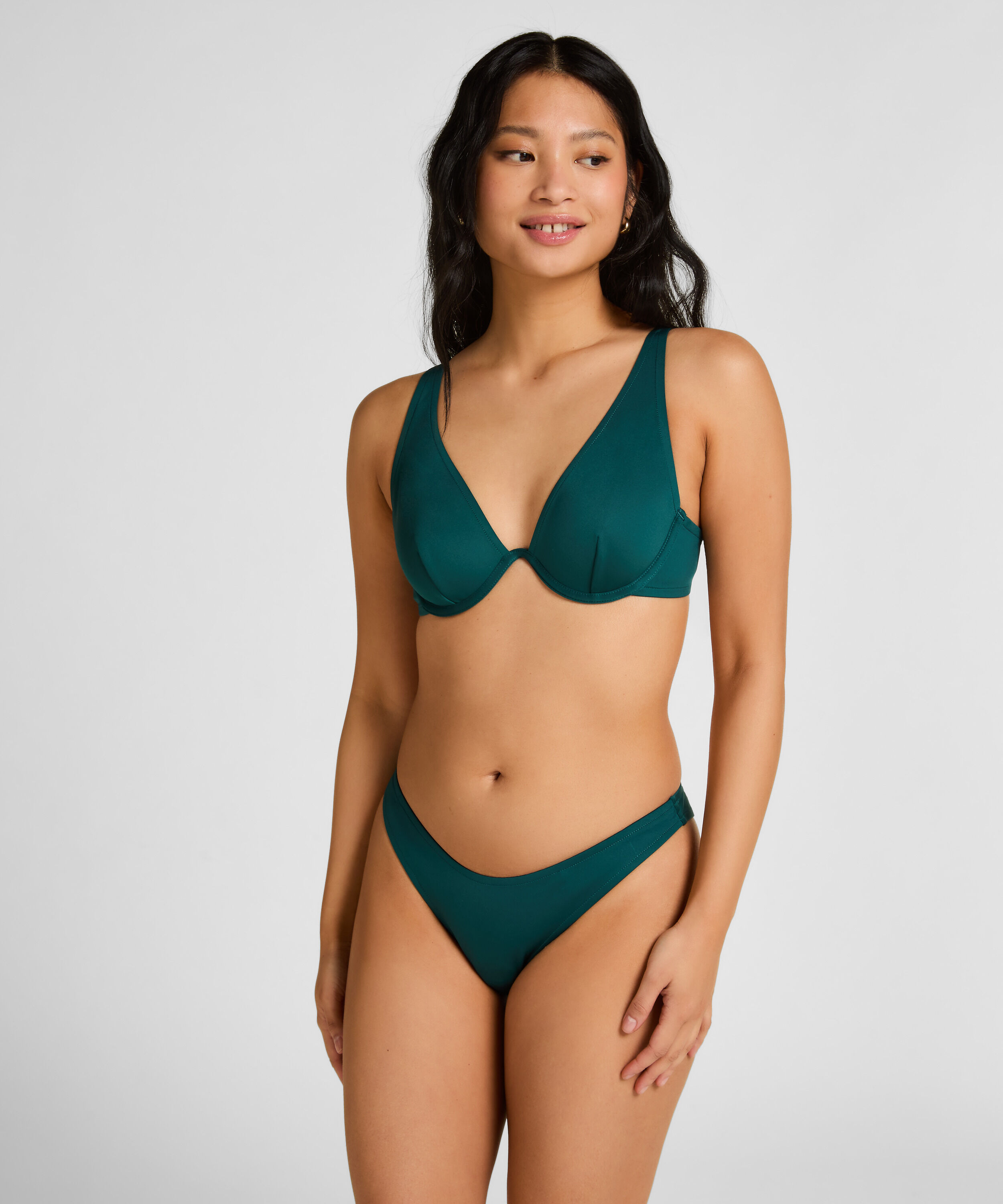 Hoog uitgesneden neopreen bikinibroekje, Groen Hoog uitgesneden neopreen bikinibroekje, Groen
