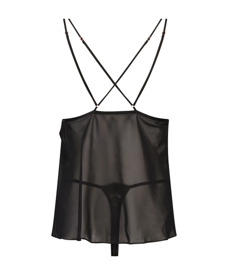 Babydoll Chiffon Lace, Zwart