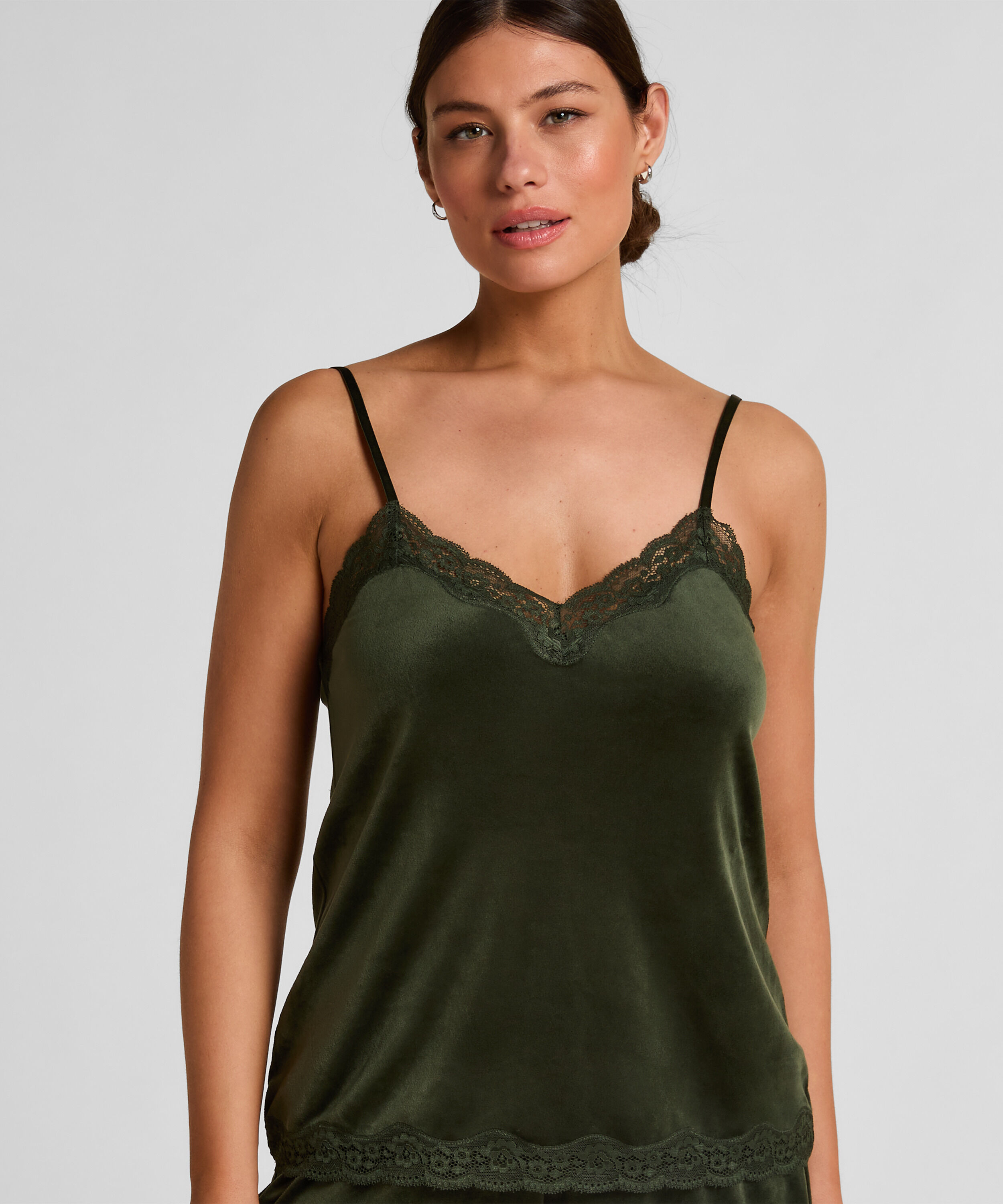 Camisole velours Dentelle, Vert