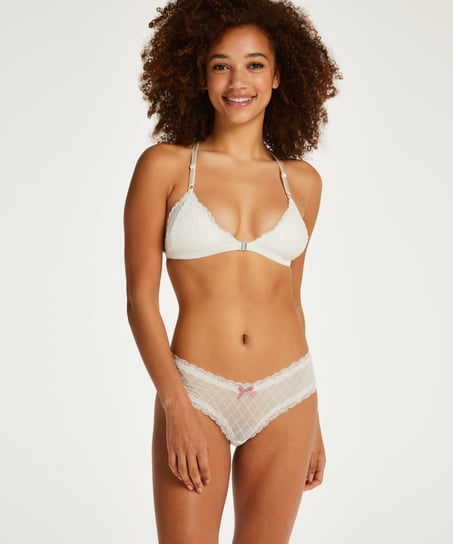 Slip br&eacute;silien V-shape mesh, Blanc