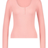 Pyjama top lange mouwen rib, Roze