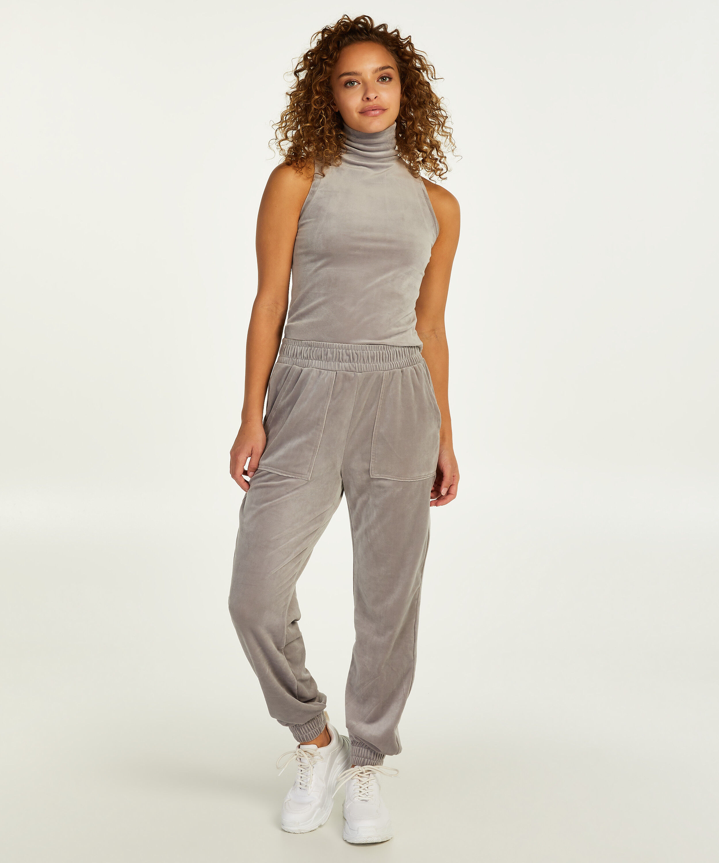 Joggingbroek Velours, Grijs