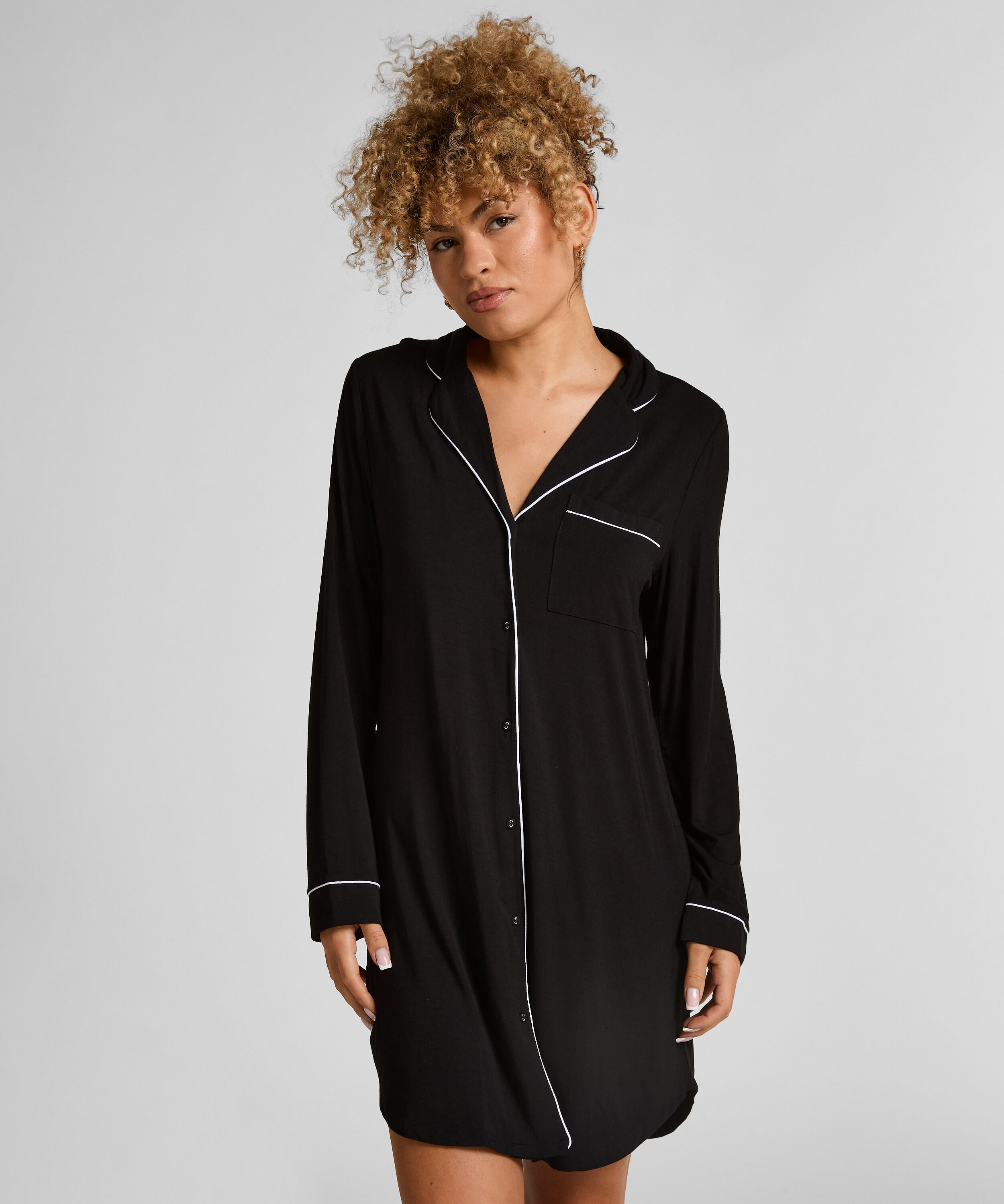 Robe-chemise à manches longues en jersey Essential