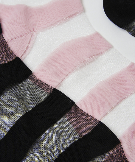 2 paires de chaussettes à mailles rayées, Noir