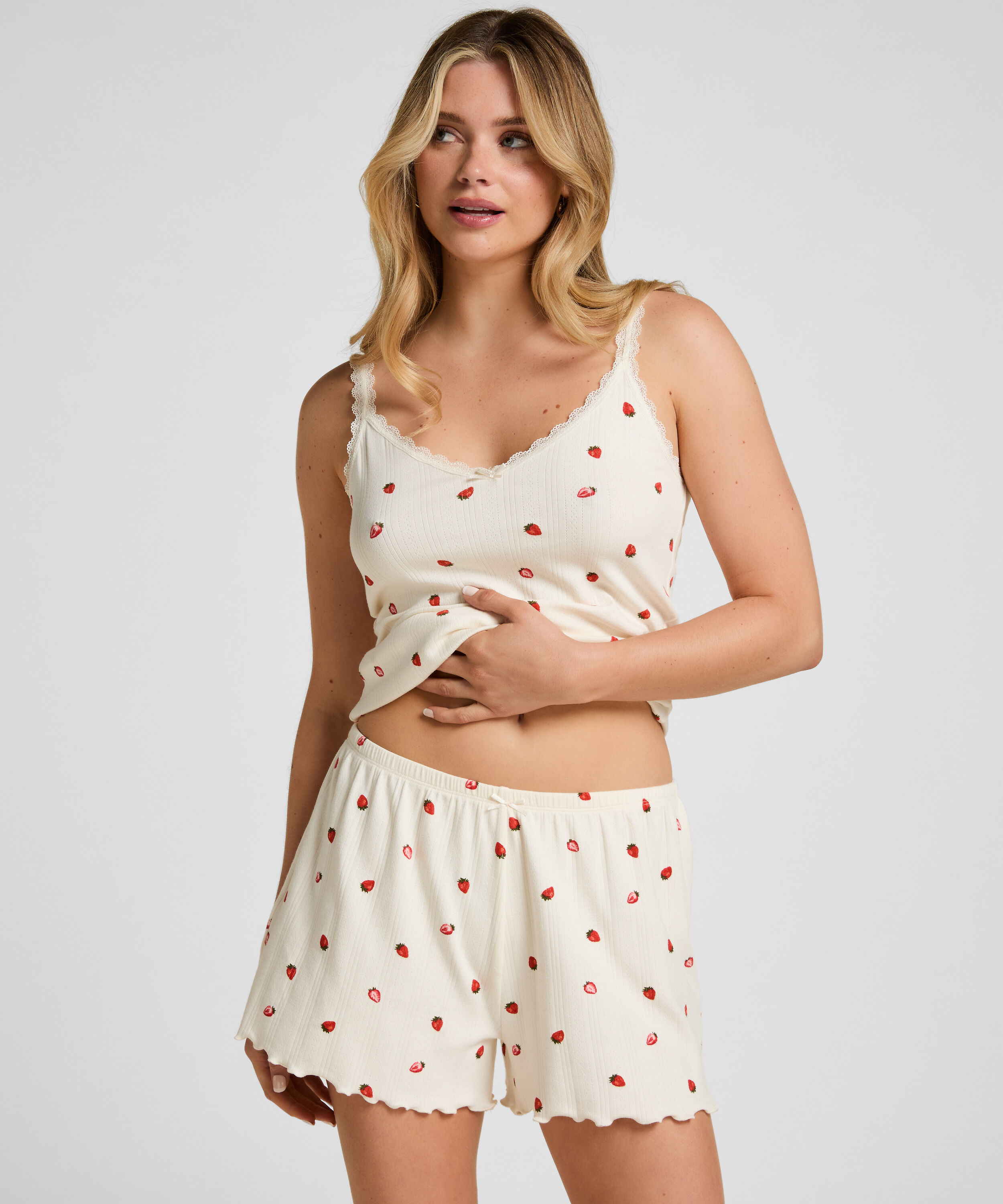 Short de pyjama Pointelle, Blanc