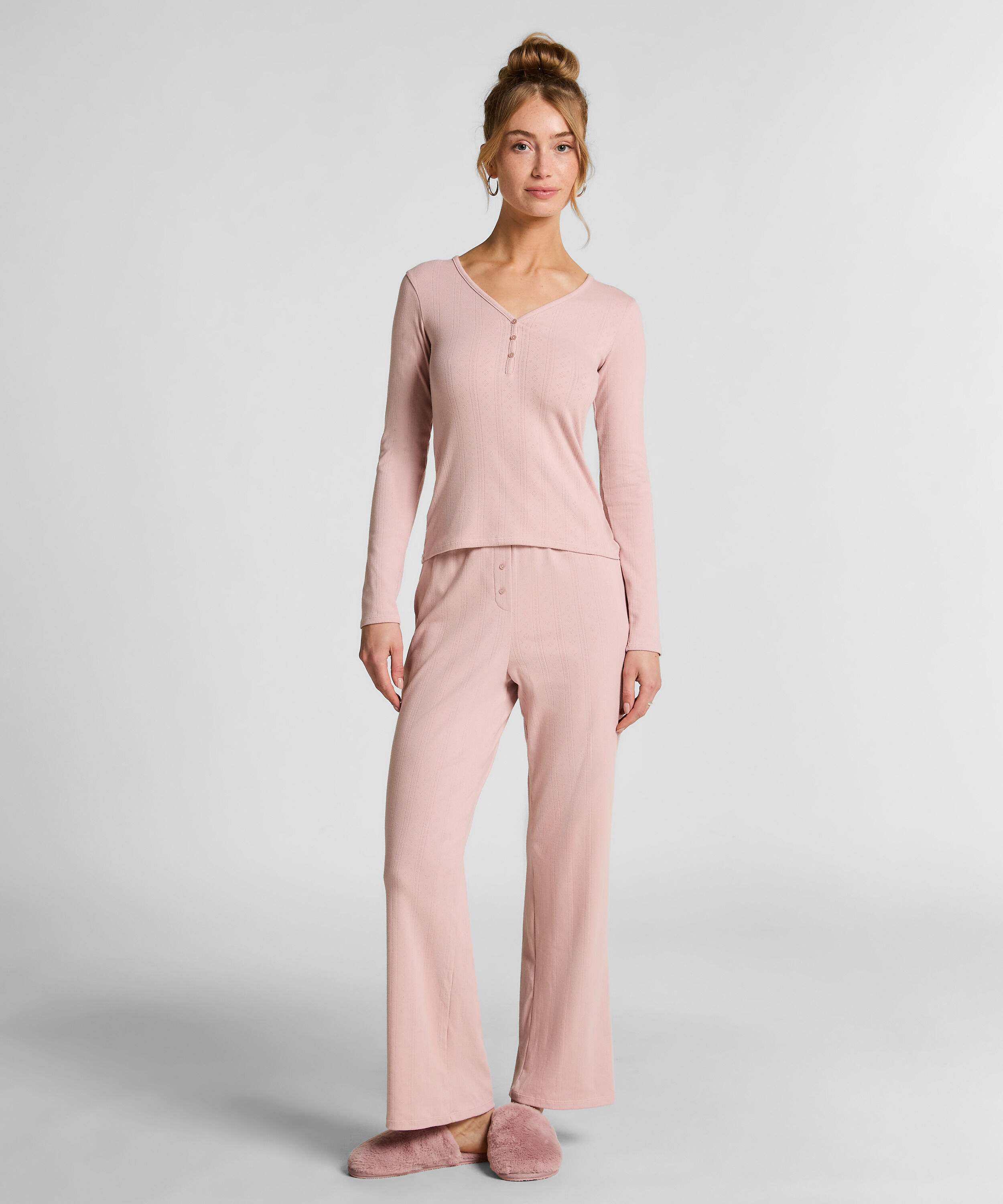Pyjamabroek Pointelle, Roze Pyjamabroek Pointelle, Roze