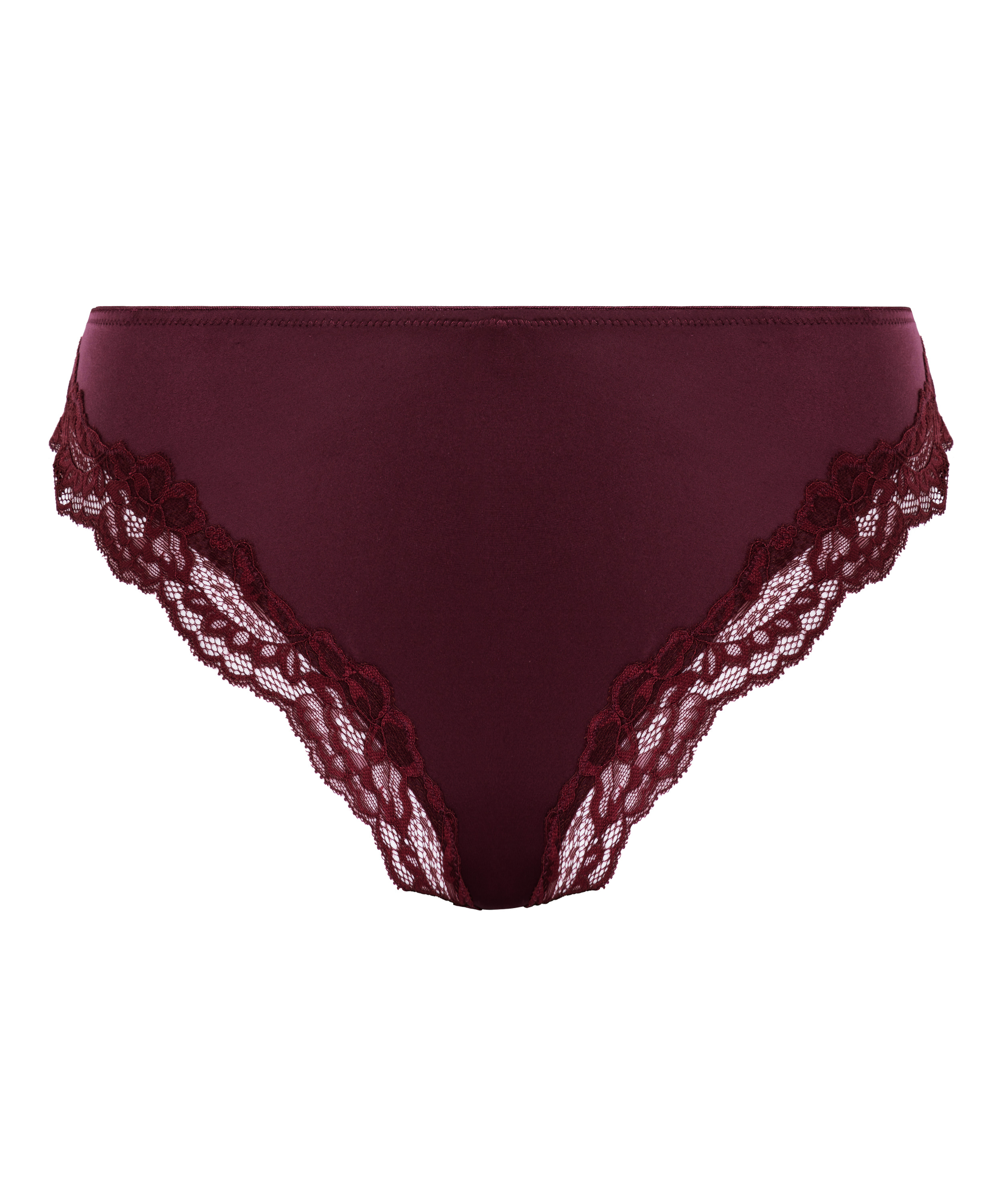 Slip br&eacute;silien Lace & Shine, Pourpre, main