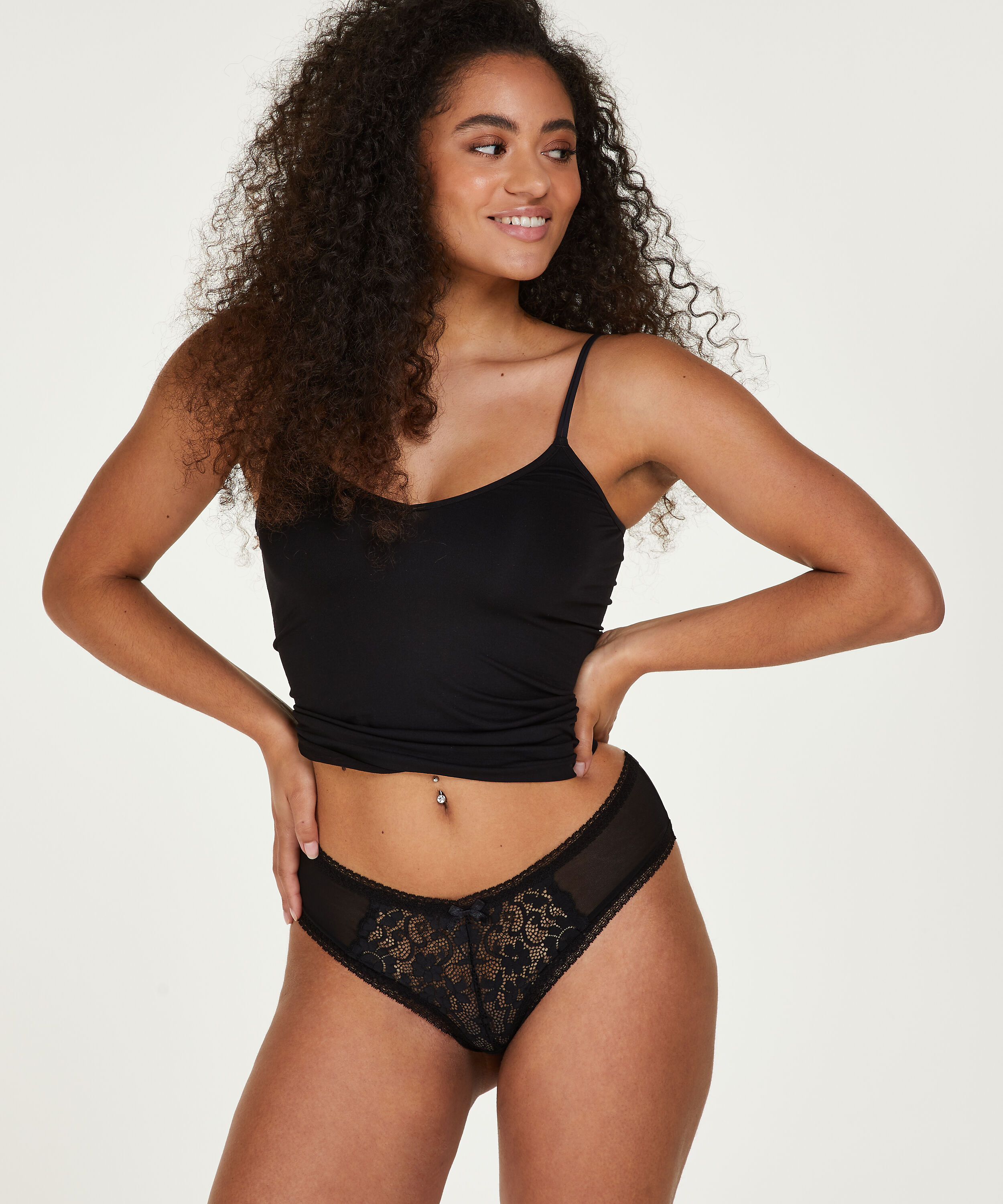 Slip br&eacute;silien en forme de V Franzi, Noir