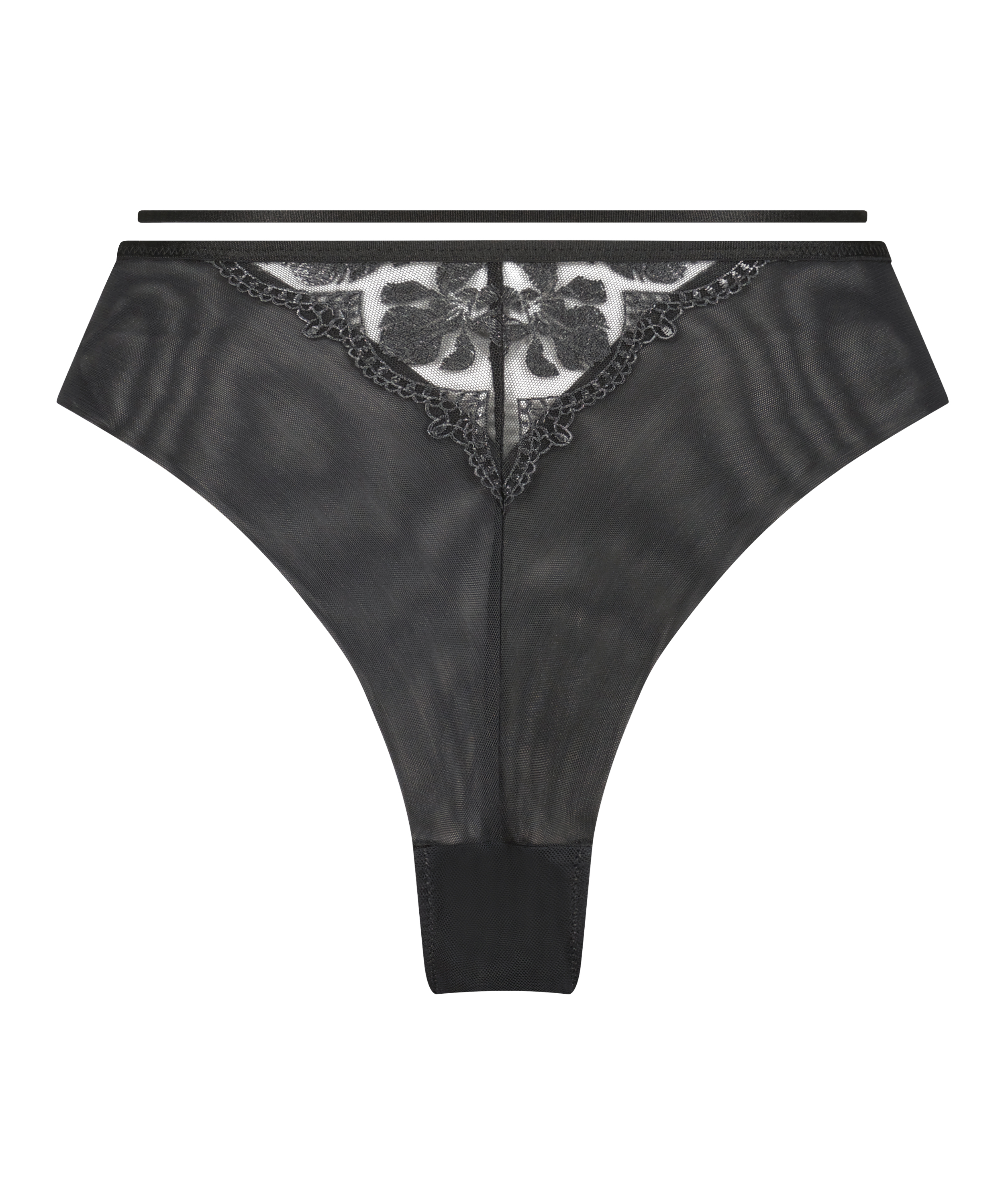 Slip br&eacute;silien taille haute Mila, Noir, main