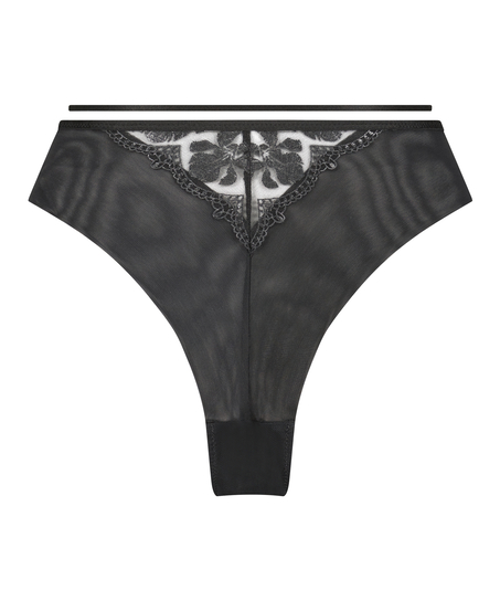 Slip br&eacute;silien taille haute Mila, Noir