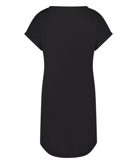 Chemise de nuit col rond, Noir