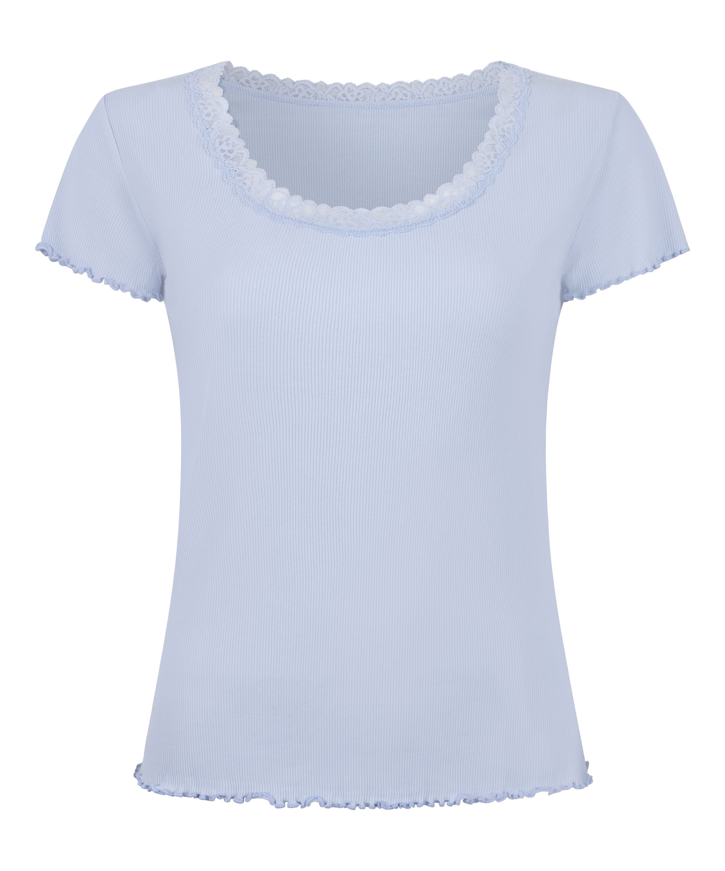 Pyjama Top Jersey Rib, Blauw