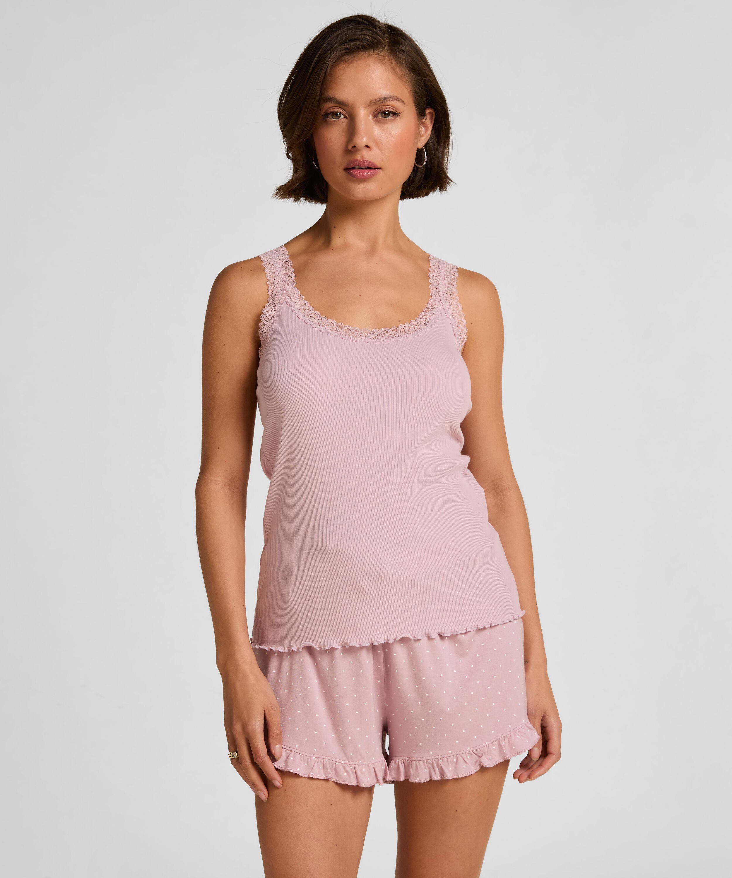 Jersey broek met ruches, Roze