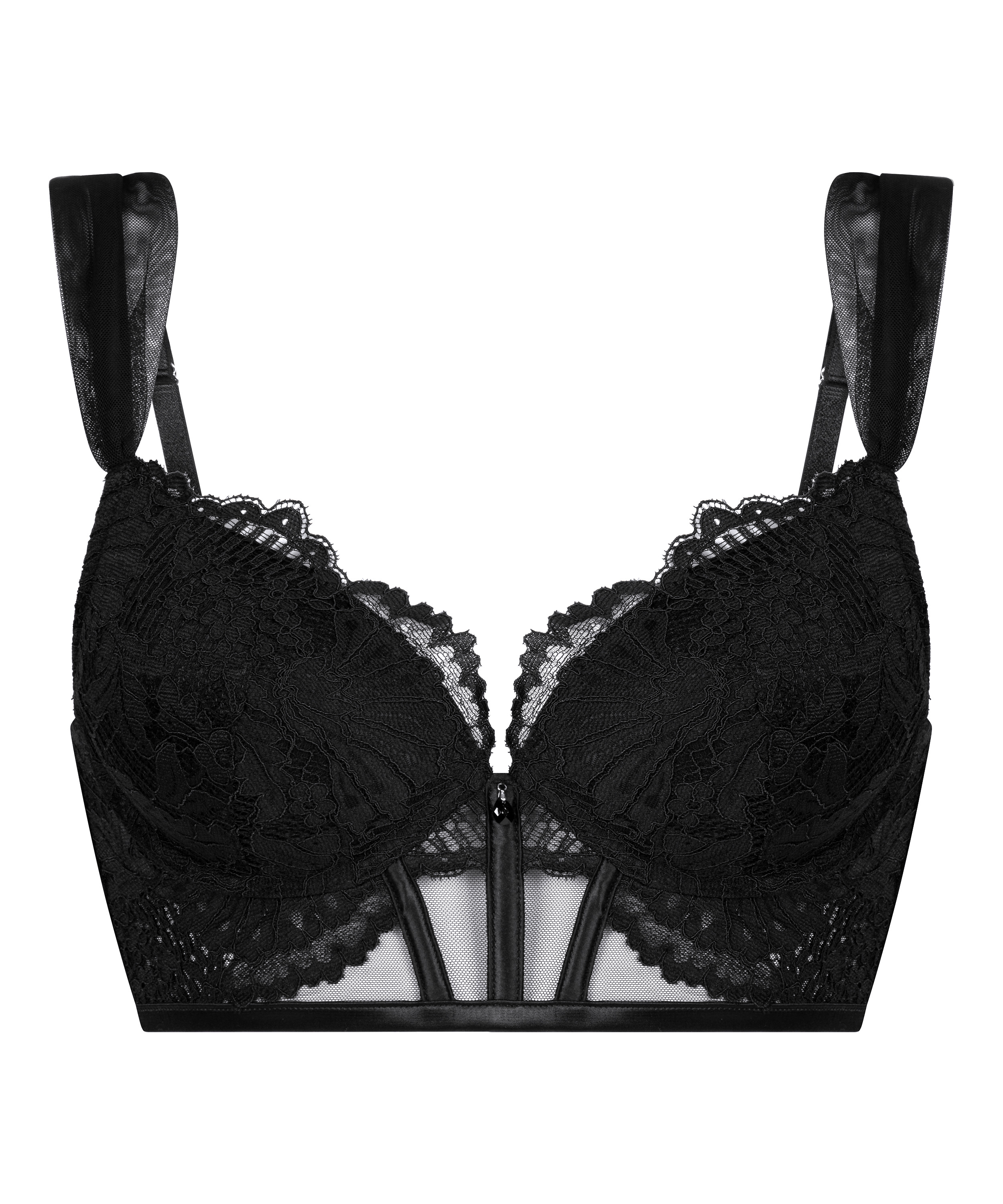 Soutien-gorge à armatures préformé push-up et longline Whitney, Noir, main