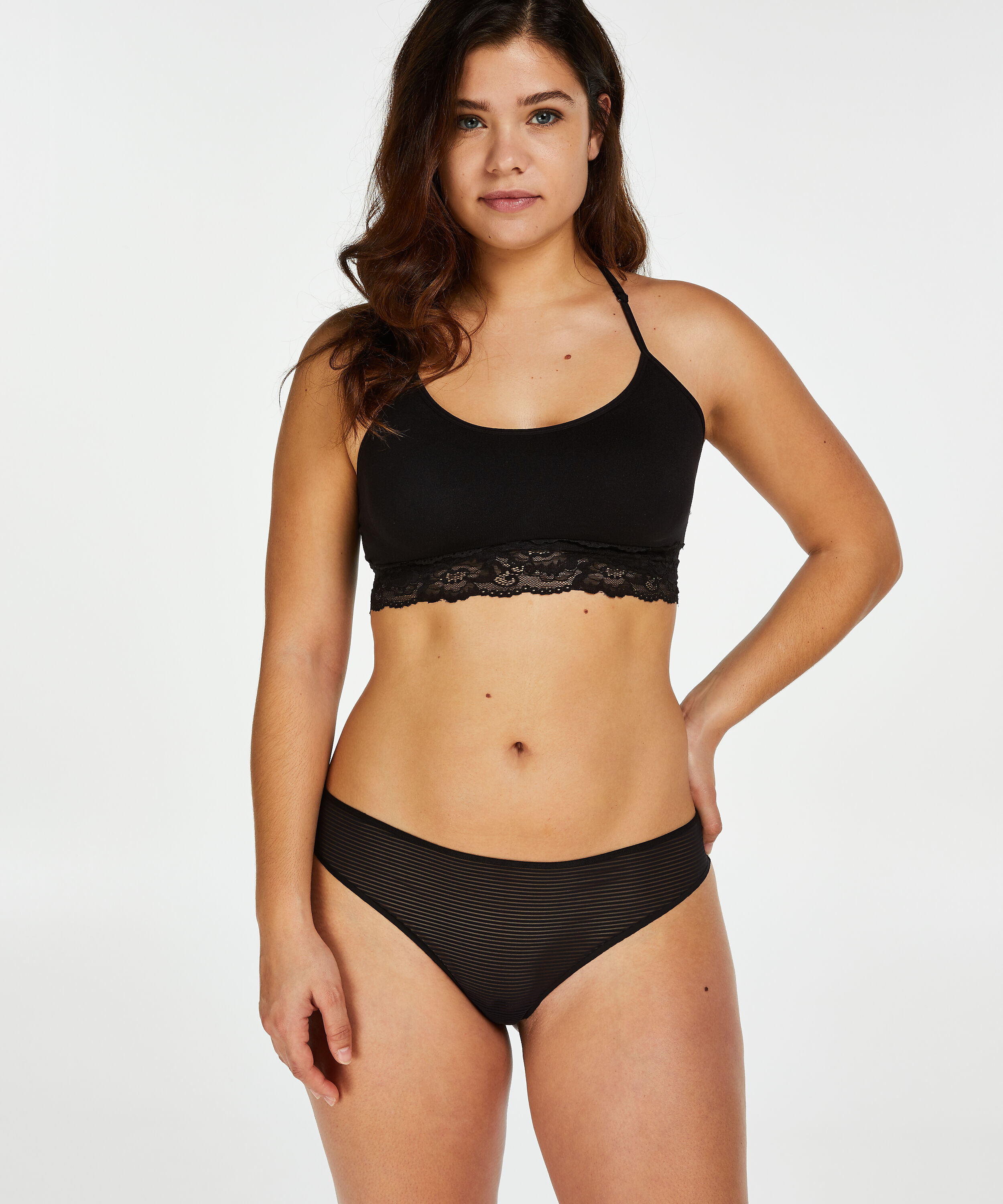 Invisible string Stripe mesh, Noir
