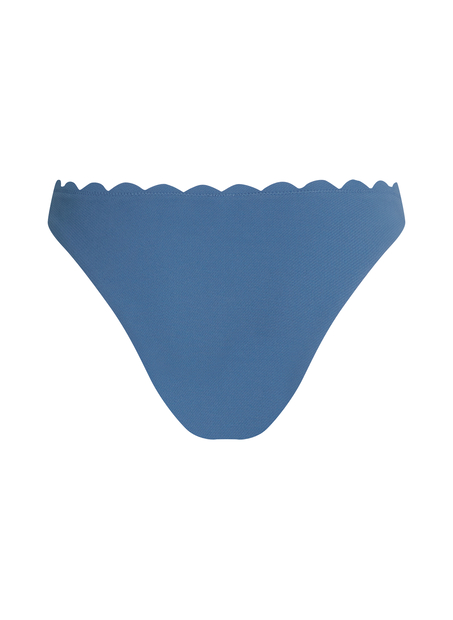 Slip de Bikini Échancrés Scallop, Bleu