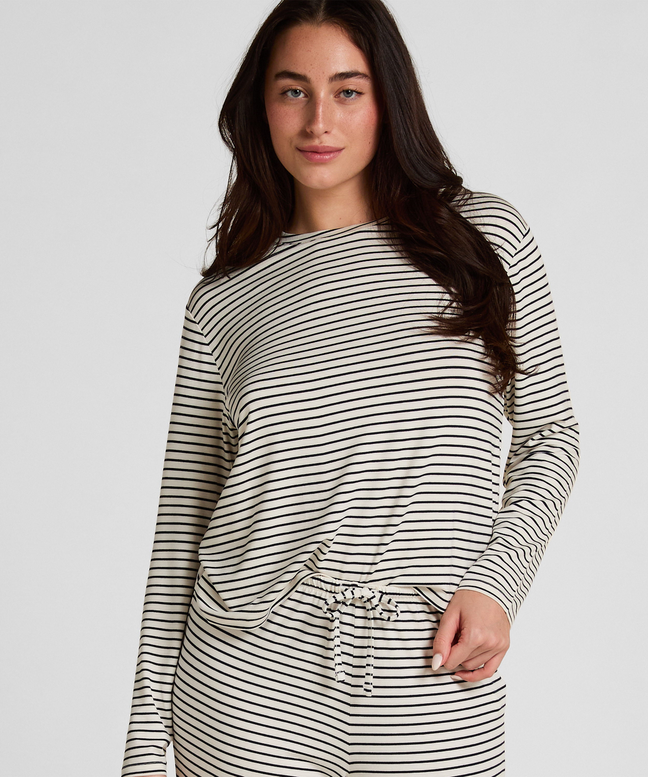 Pyjama Top Loose Jersey, Wit, main