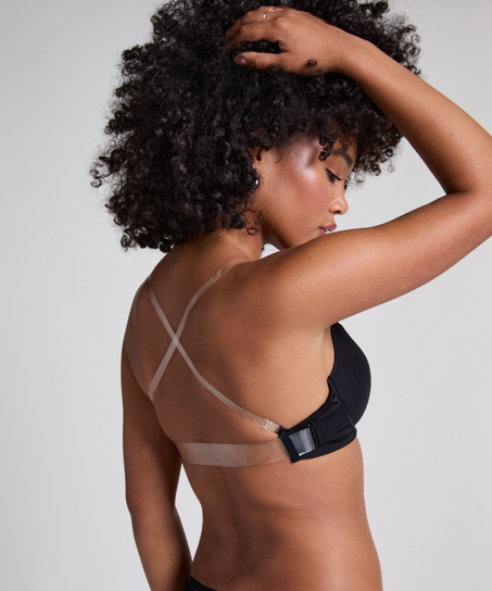 Voorgevormde push-up beugel bh Transparant, Zwart