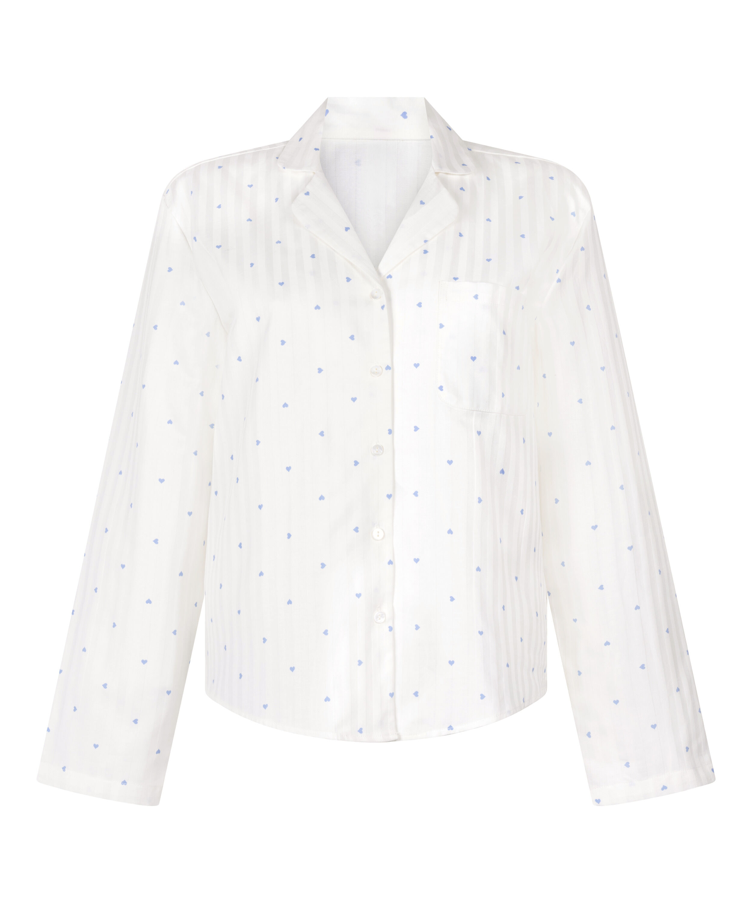 Jacquard Pyjamashirt met Lange Mouwen, Blauw