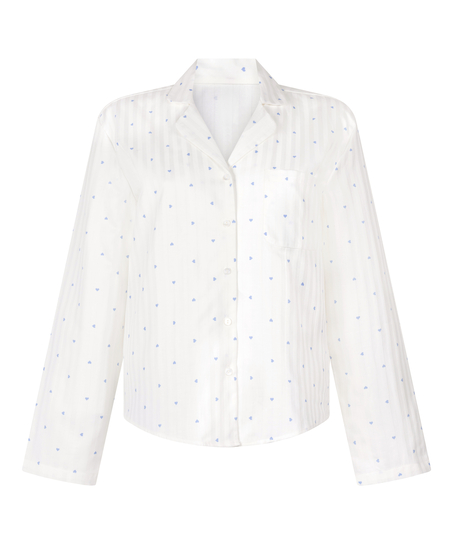 Jacquard Pyjamashirt met Lange Mouwen, Blauw