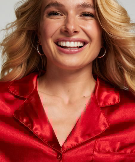 Jacket lange mouwen Satijn, Rood