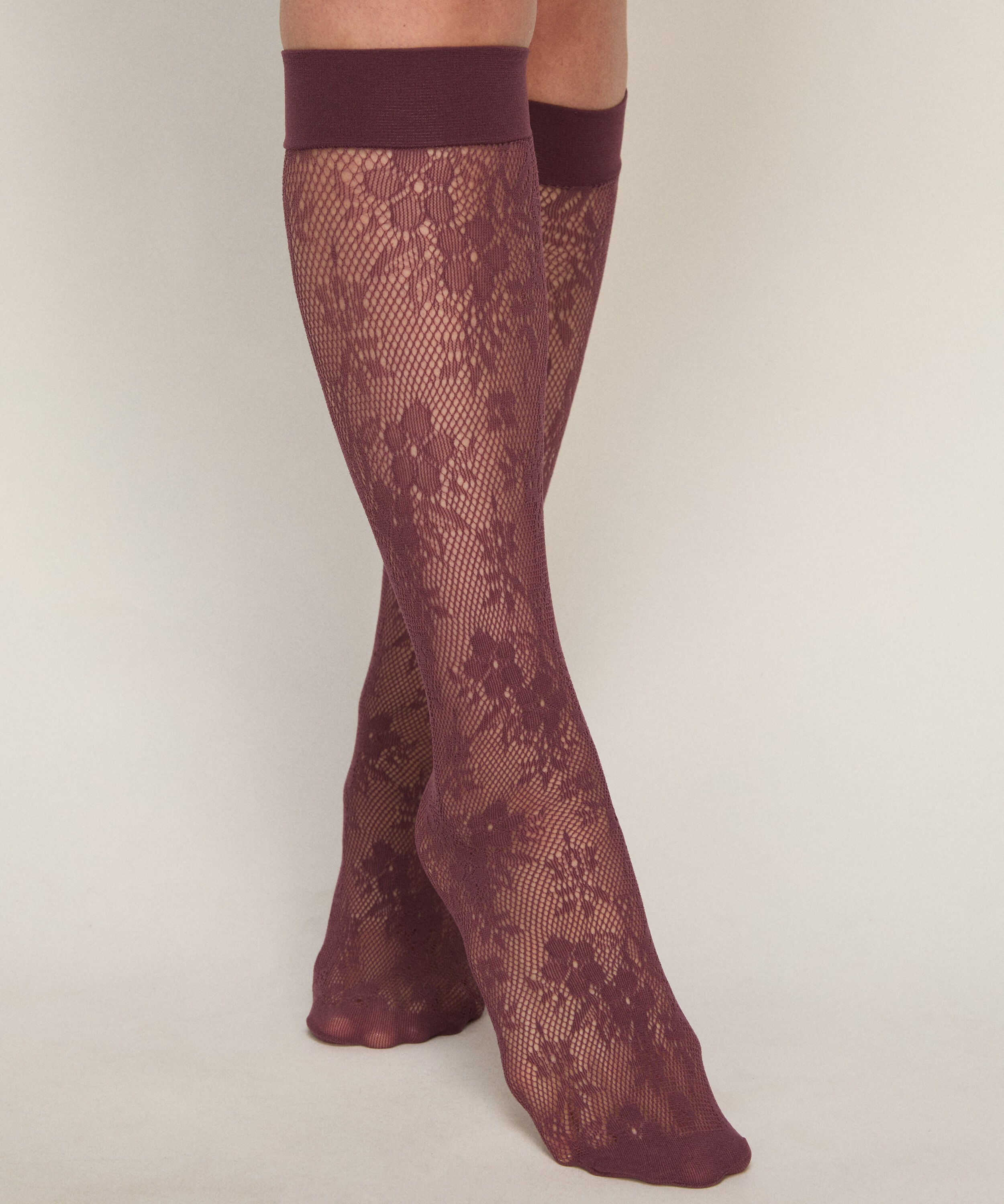 Chaussettes Transparentes Dentelle Résille, Pourpre Chaussettes Transparentes Dentelle Résille, Pourpre